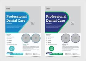 tandläkare flygblad affisch mall. tandvård flygblad design. mall för medicinsk service. mall för reklamblad för tandvårdstjänster vektor