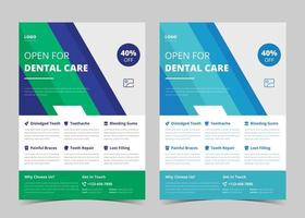 tandläkare flygblad affisch mall. tandvård flygblad design. mall för medicinsk service. mall för reklamblad för tandvårdstjänster vektor