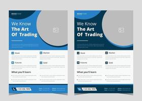 Flyer-Vorlage für den Finanzhandel. Gestaltung von Handelsnetzwerk-Broschüren. Plakatvorlage für Wertpapierdienstleistungen vektor