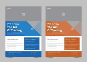 Flyer-Vorlage für den Finanzhandel. Gestaltung von Handelsnetzwerk-Broschüren. Plakatvorlage für Wertpapierdienstleistungen vektor
