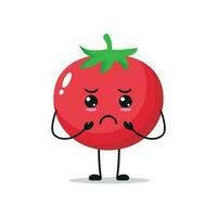 Single traurig Tomate Gemüse Vektor Illustration