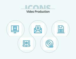 video produktion blå ikon packa 5 ikon design. nyhetsbrev. e-post dokumentera. kringutrustning enhet. e-post. Foto ram design vektor