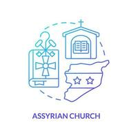 Assyrer Kirche Blau Gradient Konzept Symbol. arabisch Länder Kultur. Christian Bekenntnis Art abstrakt Idee dünn Linie Illustration. isoliert Gliederung Zeichnung vektor