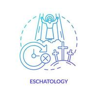 Eschatologie Blau Gradient Konzept Symbol. Studie von Mensch Bestimmung. hoffen zum Gläubige. Christian Glauben abstrakt Idee dünn Linie Illustration. isoliert Gliederung Zeichnung vektor