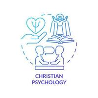 Christian Psychologie Blau Gradient Konzept Symbol. religiös Unterstützung von Gemeinschaft. Kirche Beratung abstrakt Idee dünn Linie Illustration. isoliert Gliederung Zeichnung vektor