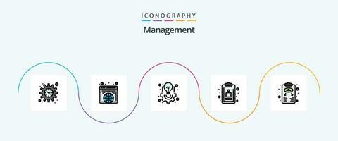 Verwaltung Linie gefüllt eben 5 Symbol Pack einschließlich planen. Geschäft planen. kreativ. Organisation Diagramm. Diagramm vektor