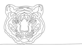 Tiger Kopf einer Linie kontinuierlich Vektor Abbildung. Konzept wild Tier Zoo Banner. Linie Kunst, Gliederung Silhouette
