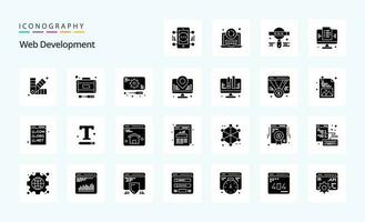 25 Symbolpaket für solide Glyphen für die Webentwicklung vektor