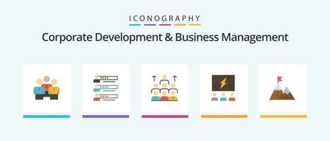 korporativ Entwicklung und Geschäft Verwaltung eben 5 Symbol Pack einschließlich Führung. Geschäft. Grafiken. Belegschaft. Statistiken. kreativ Symbole Design vektor