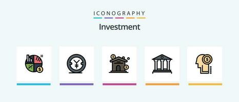 Investition Linie gefüllt 5 Symbol Pack einschließlich . Investition. Investition. global. Investition. kreativ Symbole Design vektor