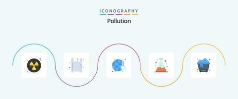 förorening platt 5 ikon packa Inklusive . skräp. förorening. förorening. rör vektor