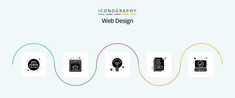 Netz Design Glyphe 5 Symbol Pack einschließlich . Netz. Sicherheit. Computer vektor