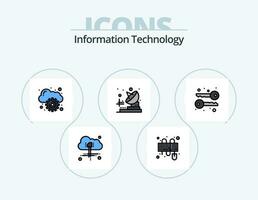 information teknologi linje fylld ikon packa 5 ikon design. brev. e-post. kyl. elektronisk. dela med sig vektor