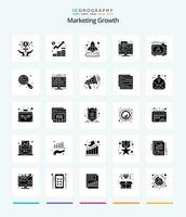 kreativ marknadsföring tillväxt 25 glyf fast svart ikon packa sådan som marknadsföring. Diagram. förvaltning. börja. marknadsföring vektor