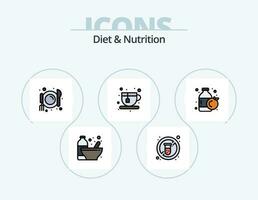 diet och näring linje fylld ikon packa 5 ikon design. hjärta slå. diet. Nej. protein. kondition vektor