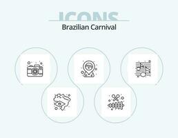 Brasilianer Karneval Linie Symbol Pack 5 Symbol Design. maracas. Dekoration. Banner. Karneval. Luftballons vektor