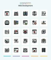 kreativ webb utveckling 25 linje fylld ikon packa sådan som koda. programmering. mobil. språk. app vektor