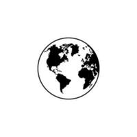 värld Karta på klot silhuett för för ikon, symbol, app, hemsida, piktogram, logotyp typ, konst illustration eller grafisk design element. vektor illustration