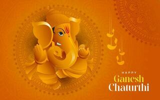 glücklich Ganesh Chaturthi Festival Hindi Gruß Hintergrund Vorlage Vektor Illustration
