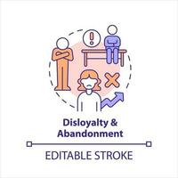 illojalitet och övergivenhet begrepp ikon. dold barriär. övre begränsa problem abstrakt aning tunn linje illustration. isolerat översikt teckning. redigerbar stroke vektor
