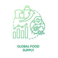 global Essen liefern Grün Gradient Konzept Symbol. Ernährung Produkt Nachfrage. regenerativ Essen abstrakt Idee dünn Linie Illustration. isoliert Gliederung Zeichnung vektor