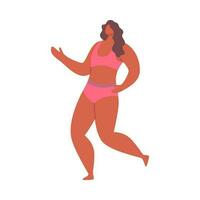 Karikatur Farbe Charakter Tanzen Mädchen im Badeanzug Party oder Diskothek Konzept. Vektor