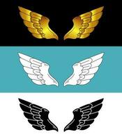 Hand gezeichnet Vogel oder Engel Flügel mit anders Stil und Farbe Design. Karikatur Flügel skizzieren. konturiert Gekritzel Flügel Vektor Illustration