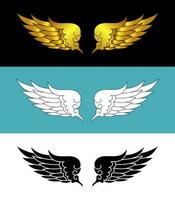 Hand gezeichnet Vogel oder Engel Flügel mit anders Stil und Farbe Design. Jahrgang heraldisch Flügel skizzieren. konturiert Gekritzel Flügel Vektor Illustration