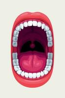 mänsklig mun med slät tänder på vit vektor