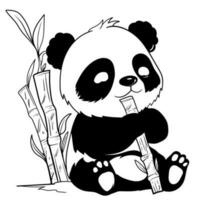 süß Baby Panda Gliederung Seite von Färbung Buch zum Kinder schwarz und Weiß Hand gemalt Tier Skizzen im ein einfach Stil zum T-Shirt drucken, Etikett, Patch oder Aufkleber Vektor Illustration