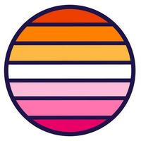 lesbisk HBTQ stolthet flagga festlig cirkel bricka vektor