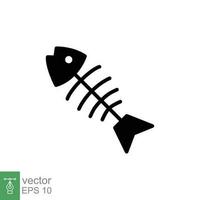 Fisch Knochen Symbol. einfach solide Stil. Gräten Skelett, Fisch Schädel, Kopf und Schwanz, Tier Anatomie Kontakt. schwarz Silhouette, Glyphe Symbol. Vektor Illustration isoliert auf Weiß Hintergrund. eps 10.