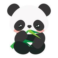 söt tecknad serie bebis panda. panda Sammanträde på de golv och äter bambu. panda med svart och vit Färg. tecknad serie illustration, vektor, eps10 vektor