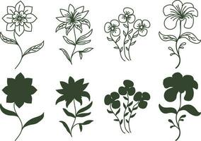 einstellen von Hand gezeichnet schön Blumen Vektor Illustration Design
