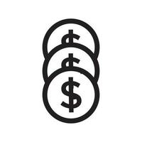 Münzen. Linie Symbol Vektor. Zahlung System. eingehend Dollar Münzen und Cent isoliert auf ein Weiß Hintergrund. eben Design Stil. Geschäft Konzept vektor