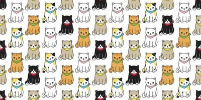 katt sömlös mönster vektor kalikå svart kattunge ingefära sällskapsdjur upprepa tapet tecknad serie bricka bakgrund scarf isolerat illustration