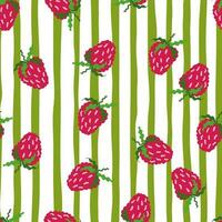 söt jordgubbar sömlös mönster. klotter jordgubb ändlös bakgrund. hand dragen frukt tapet vektor