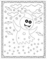 Halloween Färbung Seiten zum Kinder, Halloween Geist Färbung Seiten zum Kinder, Halloween Illustration, Halloween Vektor, schwarz und Weiß vektor