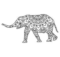 elefant mandala färg bok, indisk elefant mandala, utsmyckad elefant, hand dragen vektor illustration