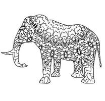 elefant mandala färg bok, indisk elefant mandala, utsmyckad elefant, hand dragen vektor illustration