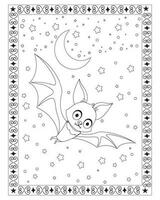 Halloween Färbung Seiten zum Kinder, Halloween Schläger Färbung Seiten zum Kinder, Halloween Illustration, Halloween Vektor, schwarz und Weiss, Schläger Vektor