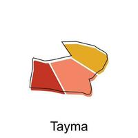 Karte von Tayma Design Vorlage, Welt Karte International Vektor Vorlage mit Gliederung Grafik skizzieren Stil isoliert auf Weiß Hintergrund