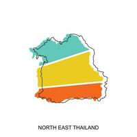 Norden Osten Thailand Karte. Vektor Karte von Thailand Design Vorlage mit Gliederung Grafik skizzieren Stil isoliert auf Weiß Hintergrund