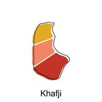 Karte von Khafji Design Vorlage, Welt Karte International Vektor Vorlage mit Gliederung Grafik skizzieren Stil isoliert auf Weiß Hintergrund