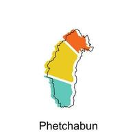 Phetchabun Karte. Vektor Karte von Thailand Design Vorlage mit Gliederung Grafik skizzieren Stil isoliert auf Weiß Hintergrund