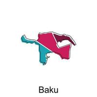 Baku Stadt Republik von Aserbaidschan Karte Vektor Illustration, Vektor Vorlage mit Gliederung Grafik skizzieren Stil isoliert auf Weiß Hintergrund