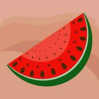 Wassermelone, ein Stück von Wassermelone mit Knochen, Süss und köstlich vektor