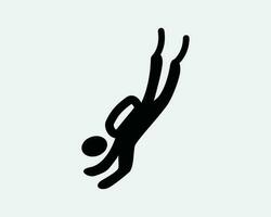 Taucher Symbol. Tauchen tauchen unter Wasser Meer Ozean Mann Tauchen Nieder unter Wasser schwimmen. schwarz Weiß Zeichen Symbol Illustration Kunstwerk Grafik Clip Art eps Vektor