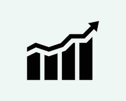 bar Diagram tillväxt ikon. företag försäljning vinster framsteg finansiera ekonomi marknadsföra stiga tecken symbol svart konstverk grafisk illustration ClipArt eps vektor