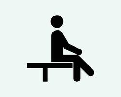Mann Sitzung sitzen Bank Stuhl Kreuz Bein ruhen sich ausruhen Denken Symbol schwarz Weiß Silhouette Symbol Zeichen Grafik Clip Art Kunstwerk Illustration Piktogramm Vektor